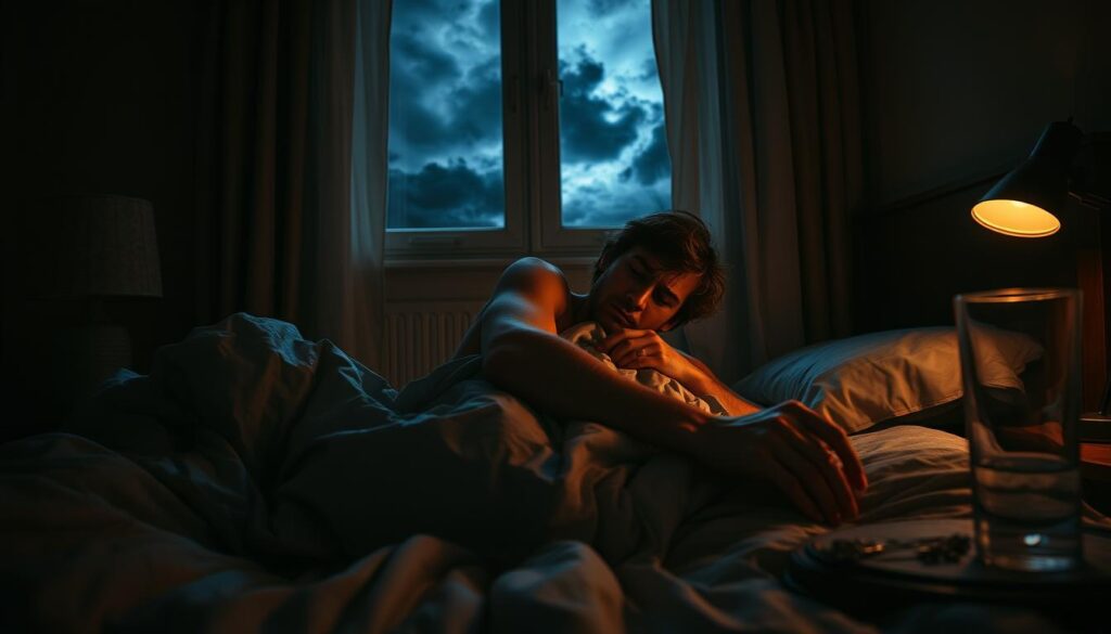 A-restless-figure-tossing-and-turning-in-a-dimly-lit-bedroom-their-face-contorted-with-worry.--1024x585 Trop dormir : impacts sur votre santé