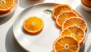 Oranges fraîches coupées en quartiers avec le fruit recommandé par Harvard contre la dépression