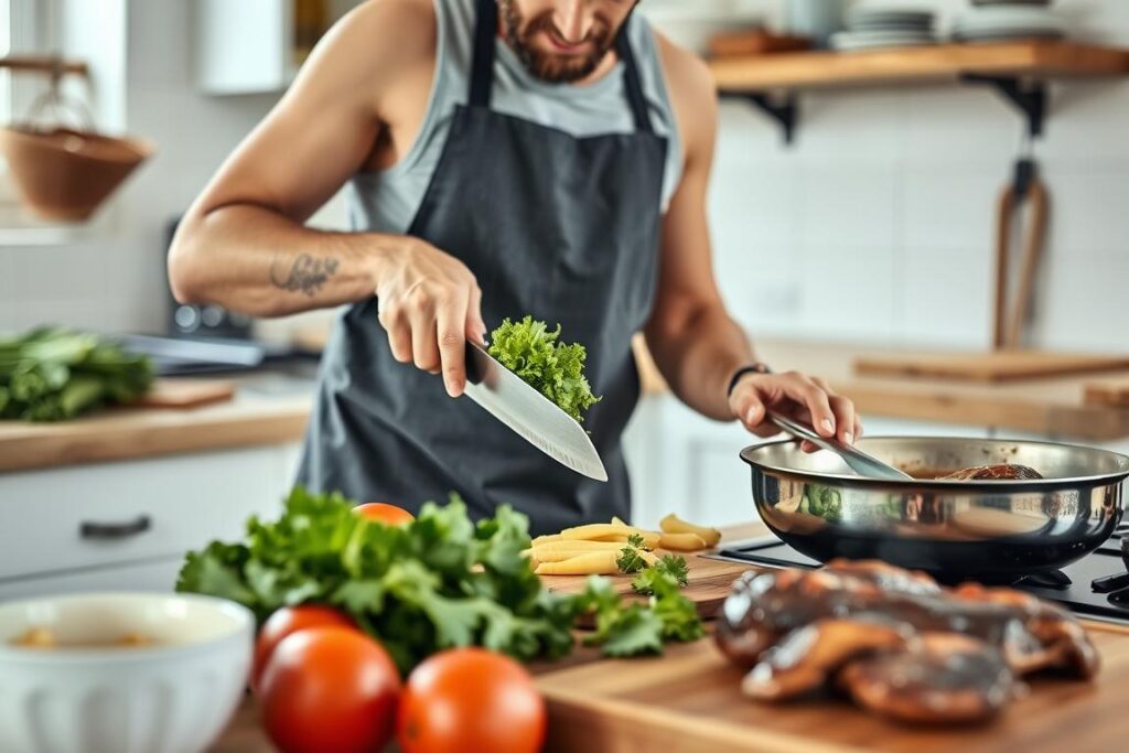 santé&forme Personne-preparant-un-repas-sans-glucides-dans-sa-cuisine-1024x683 Régime Sans Glucides: Avantages, Inconvénients et Guide Pratique