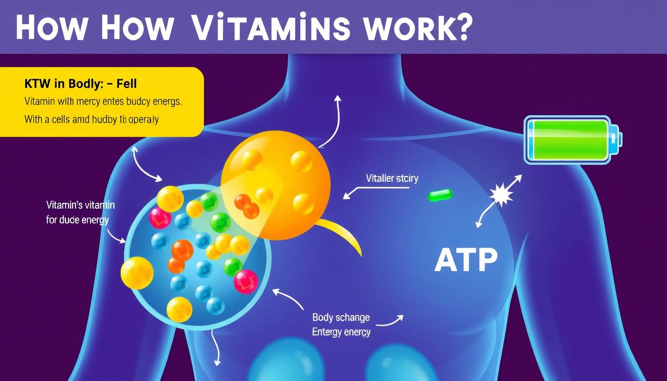Illustration montrant comment les vitamines rechargent nos batteries cellulaires