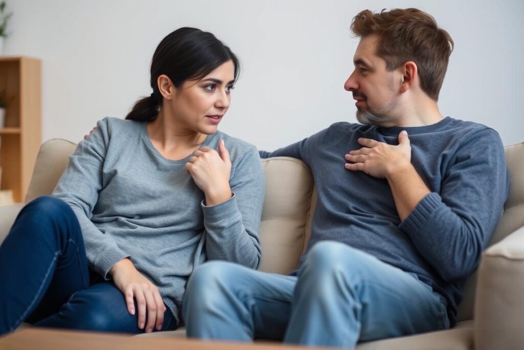santé&forme Un-couple-communiquant-ouvertement-sur-leurs-emotions-pour-ameliorer-leur-relation-1024x683 Disputes, distance, jalousie : voici comment améliorer votre relation