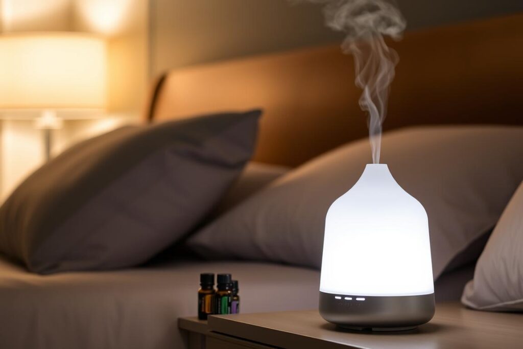 Diffuseur-dhuiles-essentielles-anti-ronflement-dans-une-chambre-a-coucher-1024x683 Ronflements : Causes, Solutions et Conseils pour des Nuits Paisibles